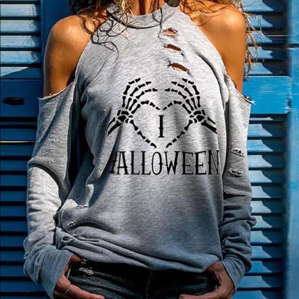 Halloween 🎃 Heart ❤️ skeleton print cutout top! Large (10-12)! New never worn!